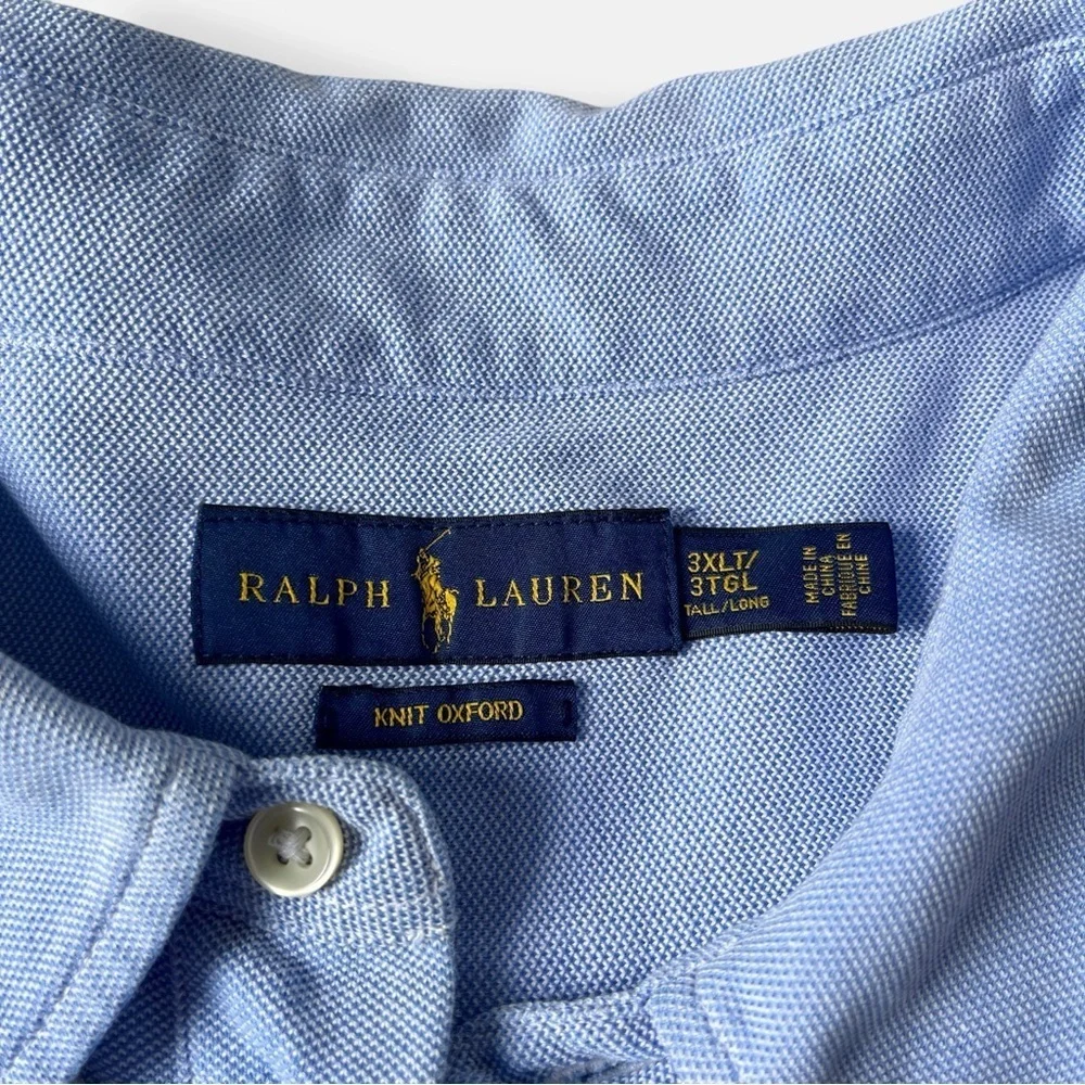 Ralph Lauren Knit Oxford Polo Shirt 3XLT Tall | Light Blue Preppy Classic